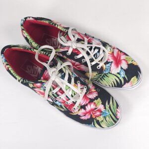 Vans Authentic Hawaiian Black Floral Hibiscus Skate Sneakers Shoe Women’s Size 9